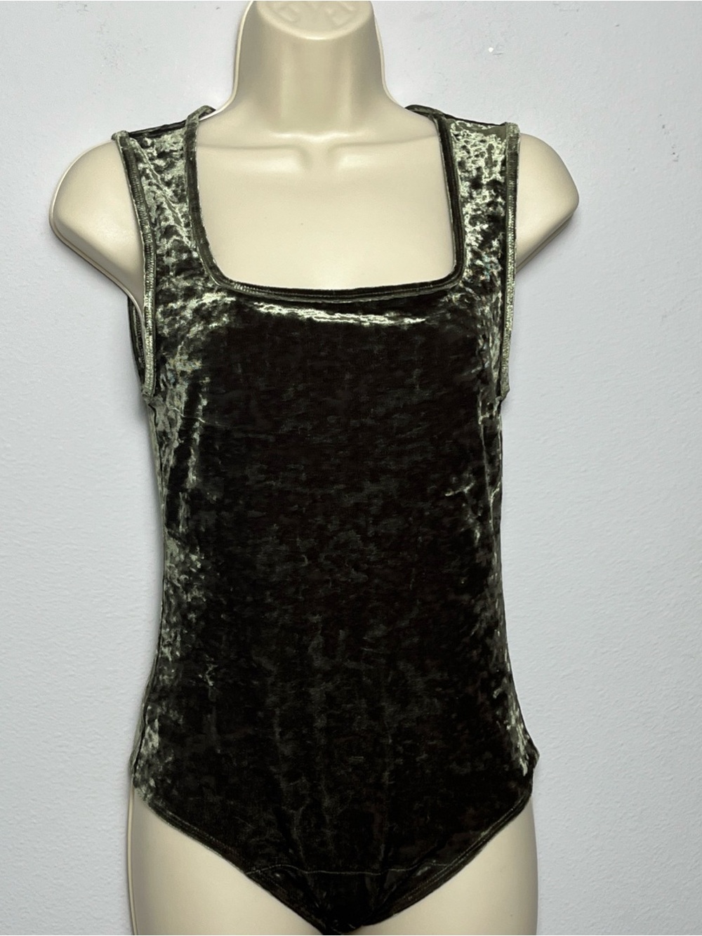 Green Crushed Velvet Tank Bodysuit Lou & Grey Sz M Forest Fairy Festival Boho - Picture 2 of 13